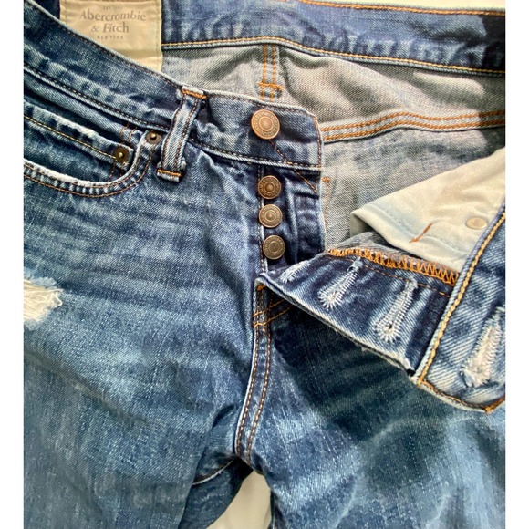 Abercrombie & Fitch Men's Distressed Blue Denim Jeans - Size 28 - Picture 5 of 8